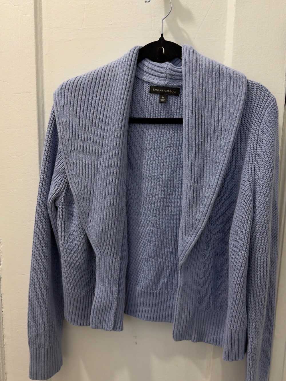Banana Republic Powder Blue Ribbed Shawl-Collar Cardigan